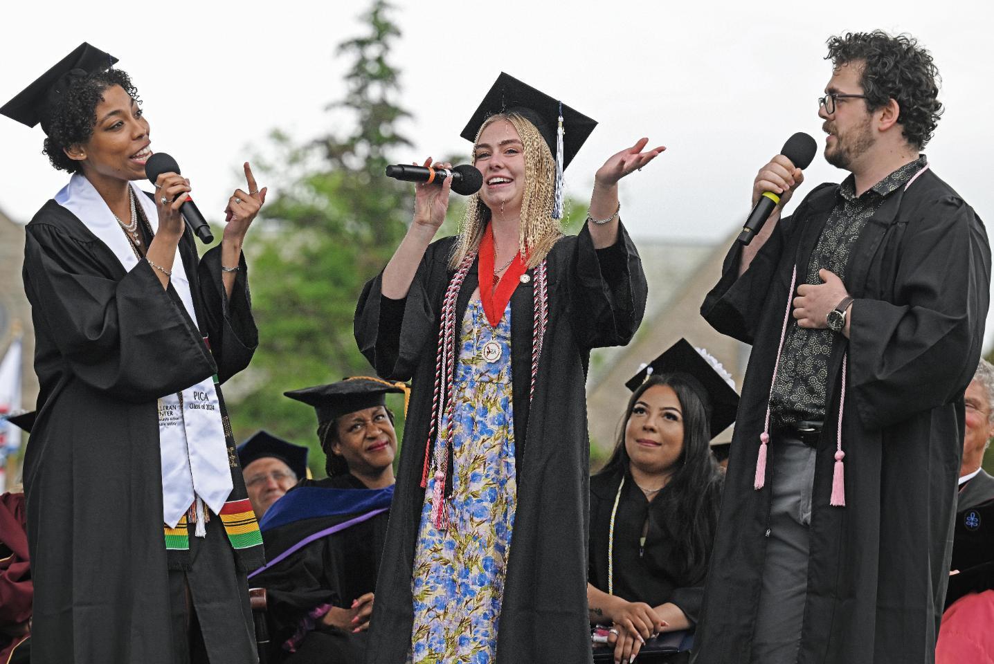 Students sing Alma Mater at Commencement 2024