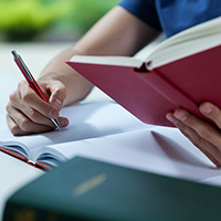 student studying close up